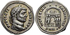 RÖMER RÖMISCHE KAISERZEIT. Diocletian, 284 - 305 n. Chr. Argenteus ø 18mm (3,39g). 295 n. Chr. Mzst. Nikomedia. Vs.: DIOCLETI- ANVS AVG, Kopf mit Lorbeerkranz n. r. Rs.: VICTORIAE SARMATICAE / SMN Γ, 