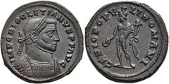 RÖMER RÖMISCHE KAISERZEIT. Diocletian, 284 - 305 n. Chr. AE Follis ø 26mm (9,36g). 300 - 302 n. Chr. Mzst. Londinium. Vs.: IMP C DIOCLETIANVS P F AVG, Panzerbüste mit Lorbeerkranz n. r. Rs.: GENIO POP
