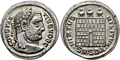 RÖMER RÖMISCHE KAISERZEIT. Constantius I. Chlorus als Caesar, 293 - 305 n. Chr. Argenteus ø 19mm (3,26g). 303/4 - 305 n. Chr. Mzst. Serdica. Vs.: CONSTAN-TIVS NOB C, Kopf mit Lorbeerkranz n. r. Rs.: V