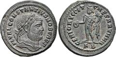 RÖMER RÖMISCHE KAISERZEIT. Constantius I. Chlorus als Caesar, 293 - 305 n. Chr. AE Follis ø 28mm (9,83g). 297 - 299 n. Chr. Mzst. Kyzikos. Vs.: FL VAL CONSTANTIVS NOB CAES, Kopf mit Lorbeerkranz n. r.