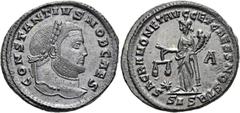RÖMER RÖMISCHE KAISERZEIT. Constantius I. Chlorus als Caesar, 293 - 305 n. Chr. AE Follis ø 28,5mm (10,27g). 301 n. Chr. Mzst. Siscia. Vs.: CONSTANTIVS NOB CAES, Kopf mit Lorbeerkranz n. r. Rs.: SACRA
