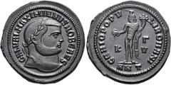 RÖMER RÖMISCHE KAISERZEIT. Galerius als Caesar, 293 - 305 n. Chr. AE Follis ø 29mm (10,94g). 300 - 301 n. Chr. Mzst. Antiochia. Vs.: GAL VAL MAXIMIANVS NOB CAES, Kopf mit Lorbeerkranz n. r. Rs.: GENIO