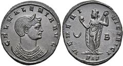 RÖMER RÖMISCHE KAISERZEIT. Galeria Valeria, 308 - 311 n. Chr. AE Follis ø 25mm (6,38g). 310 - 311 n. Chr. Mzst. Siscia. Vs.: GAL VALERIA AVG, drapierte Büste mit Stephane auf Mondsichel n. r. Rs.: VEN