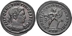RÖMER RÖMISCHE KAISERZEIT. Constantin I., der Große, 307 - 337 n. Chr. AE Follis ø 26mm (5,90g). 307 - 308 n. Chr. Mzst. Treveris. Vs.: IMP CONSTANTINVS P F AVG, Panzerbüste mit Lorbeerkranz n. r. Rs.