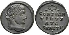 RÖMER RÖMISCHE KAISERZEIT. Constantin I., der Große, 307 - 337 n. Chr. AE Follis ø 18,5mm (1,81g). 324 - 325 n. Chr. Mzst. Antiochia. Vs.: Kopf mit Lorbeerkranz n. r. Rs.: CONSTAN/TINVS / AVG / SMANT 
