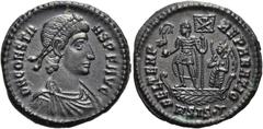 RÖMER RÖMISCHE KAISERZEIT. Constans I., 337 - 350 n. Chr. AE Maiorina ø 24mm (5,19g). 348 - 350 n. Chr. Mzst. Siscia. Vs.: D N CONSTA-NS P F AVG, drapierte Panzerbüste mit Perlendiadem n. r. Rs.: FEL 