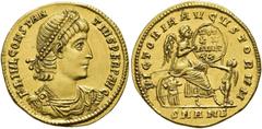 RÖMER RÖMISCHE KAISERZEIT. Constantius II., 337 - 361 n. Chr. Solidus ø 21mm (4,18g). 337 - 347 n. Chr. Mzst. Antiochia. Vs.: FL IVL CONSTAN-TIVS PERP AVG, drapierte Panzerbüste mit Perlendiadem n. r.