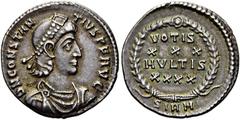 RÖMER RÖMISCHE KAISERZEIT. Constantius II., 337 - 361 n. Chr. Reduzierte Siliqua ø 18,5mm (2,21g). 355 - 361 n. Chr. Mzst. Sirmium. Vs.: D N CONSTAN-TIVS P F AVG, drapierte Panzerbüste mit Perlendiade
