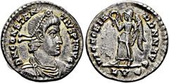 RÖMER RÖMISCHE KAISERZEIT. Constantius II., 337 - 361 n. Chr. Reduzierte Siliqua ø 17mm (2,43g). 360 - 361 n. Chr. Mzst. Lugdunum. Vs.: D N CONSTAN-TIVS P F AVG, drapierte Panzerbüste mit Perlendiadem