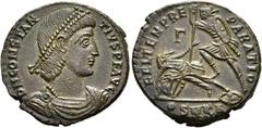 RÖMER RÖMISCHE KAISERZEIT. Constantius II., 337 - 361 n. Chr. AE Follis ø 23mm (5,48g). 351 - 354 n. Chr. Mzst. Kyzikus. Vs.: D N CONSTAN-TIVS P F AVG, drapierte Panzerbüste mit Perlendiadem n. r. Rs.