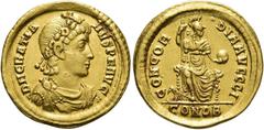 RÖMER RÖMISCHE KAISERZEIT. Gratian, 367 - 383 n. Chr. Solidus ø 21mm (4,41g). 382 - 383 n. Chr. Mzst. Konstantinopel. Vs.: D N GRATIA-NVS PF AVG, drapierte Panzerbüste mit Lorbeer-Rosettendiadem n. r.