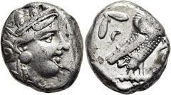 GRIECHEN ATTIKA. ATHEN. Tetradrachme ø 23mm (16,92g). 353 - 294 v. Chr. Vs.: Kopf der Athena mit verziertem u. bekränztem attischen Helm n. r. Rs.: ΑΘΕ, Eule n. r. stehend, Kopf in Vorderansicht, im F