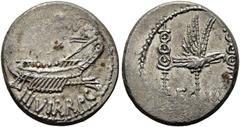 RÖMER RÖMISCHE REPUBLIK. RÖMISCHE REPUBLIK NACH 211 V. CHR. Marcus Antonius, 32 - 31 v. Chr. Denar ø 16mm (3,86g). Mzst. mit Marc Anton ziehend (Patras?). Vs.: ANT AVG / IIIVIR R P C, Kriegsgaleere n.