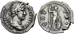 RÖMER RÖMISCHE KAISERZEIT. Hadrian, 117 - 138 n. Chr. Denar ø 18mm (2,99g). 128 - 130 n. Chr. Mzst. Rom. Vs.: HADRIANVS AVGVSTVS PP, drapierte Panzerbüste mit Lorbeerkranz n.r. Rs.: COS III, Minerva s