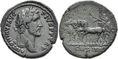 RÖMER RÖMISCHE KAISERZEIT. Antoninus Pius, 138 - 161 n. Chr. AE Sesterz ø 32mm (18,35g). 145 - 147 n. Chr. Mzst. Rom. Vs.: ANTONINVS AVG PIVS P P TR P, Kopf mit Lorbeerkranz n. r. Rs.: COS IIII / S - 