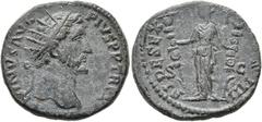 RÖMER RÖMISCHE KAISERZEIT. Antoninus Pius, 138 - 161 n. Chr. AE Dupondius ø 25mm (11,86g). 155 - 156 n. Chr. Mzst. Rom. Vs.: ANTONINVS AVG PIVS PP TR P XIX, Kopf mit Strahlenkrone n.r. Rs.: FIDES EXER