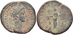 RÖMER RÖMISCHE KAISERZEIT. Commodus, 177 - 192 n. Chr. AE Sesterz ø 32mm (25,04g). 178 n. Chr. Mzst. Rom. Vs.: L AVREL COMMO-DVS AVG TR P III, Kopf mit Lorbeerkranz n. r. Rs.: LIBERTAS AVG IMP II COS 