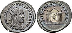 RÖMER RÖMISCHE KAISERZEIT. Philipp I. Arabs, 244 - 249 n. Chr. Antoninian ø 24mm (3,29g). Mzst. Antiochia. Vs.: IMP M IVL PHILIPPVS AVG, drapierte Panzerbüste mit Strahlenkrone n. r. Rs.: SAECVLVM NOV