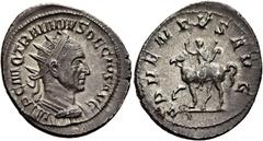 RÖMER RÖMISCHE KAISERZEIT. Traianus Decius, 249 - 251 n. Chr. Antoninian ø 24mm (4,31g). Mzst. Rom. Vs.: IMP C M Q TRAIANVS DECIVS AVG, drapierte Panzerbüste mit Strahlenkrone n. r. Rs.: ADVENTVS AVG,