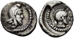 GRIECHEN LYKIEN. DYNASTEN. Ddenevele. 1/24 Stater (1,93g). 410 - 400 v. Chr. Mzst. Xanthos? Vs.: Kopf eines Satrapen mit persischer Kyrbasia n. r. Rs.: "ddenel", Kopf der Athena n. r. mit attischem He