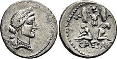 RÖMER RÖMISCHE REPUBLIK. RÖMISCHE REPUBLIK NACH 211 V. CHR.. C. Iulius Caesar, 46 - 45 v. Chr. Denar (3,85g). Mzst. in Spanien. Vs.: Kopf der Venus mit Diadem n. r., dahinter Cupido. Rs.: CAESAR, Trop