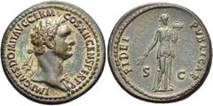 RÖMER RÖMISCHE KAISERZEIT. Domitian, 81 - 96 n. Chr. AE As (14,38g). 86 n. Chr. Mzst. Rom. Vs.: IMP CAES DOMIT AVG GERM COS XII CENS PER P P, Kopf mit Lorbeerkranz n. r. Rs.: FIDEI PVBLICAE / S - C, F