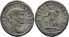 RÖMER RÖMISCHE KAISERZEIT. Diocletian, 284 - 305 n. Chr. AE Follis ø 27mm (8,82g). 296 - 297 n. Chr. Mzst. Rom. Vs.: IMP C DIOCLETIANVS PF AVG, Kopf mit Lorbeerkranz n. r. Rs.: GENIO POPVLI ROMANI / l