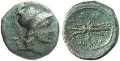 GRIECHISCHE MÜNZEN LYKIEN - Olympos Bronze, 2./1. Jhdt. v. Chr. Athenakopf / Blitz. Imhoof-Blumer (K.M.) S. 307,1 RR ! 5,06 g s - ss