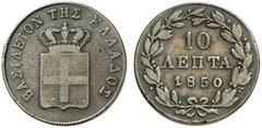 Ausländische Münzen EUROPA GRIECHENLAND Otto I. von Bayern, 1832-1862. 10 Lepta 1850, Athen. Divo 20e f. ss