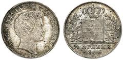 Ausländische Münzen EUROPA GRIECHENLAND - Königreich Otto von Bayern, 1832-1862. 1/4 Drachme 1845, Athen. Divo 16c RRR ! vz - St