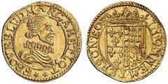 Ausländische Münzen EUROPA FRANKREICH: Bedeutende Sammlung französicher Feudalmünzen - CHÂTEAU REGNAULT, Fürstentum François de Bourbon et Louise Marguerite de Lorraine, 1605-1614. Florin d'or o. J. F