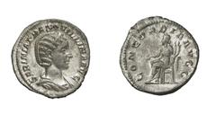 RÖMISCHE MÜNZEN (ROMAN COINS) GORDIANUS III. (238 - 244) GORDIANUS III. (238 - 244) Tranquillina Denar, 241, Rom. 2.54 g. SABINIA TRANQVILLINA AVG. Drapierte Büste der Tranquillina mit Diadem rechts. 