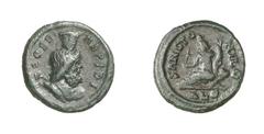 RÖMISCHE MÜNZEN (ROMAN COINS) MAXIMINUS II. DAIA (310 - 313) MAXIMINUS II. DAIA (310 - 313) Anonyme Prägungen für das Isisfest Bronze, frühes 4. Jhdt. n. Chr., Alexandria. 1.01 g. DEO SE - RAPIDI. Büs