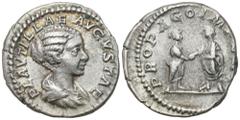 Ancient coins: Roman Empire (Rome) RÖMISCHEN REPUBLIK / GRIECHISCHE MÜNZEN / BYZANZ / ANTIK / ANCIENT / ROME / GREECE Roman Empire, Denarius, Plautilla, wife of Emperor Caracalla 198-217 AD, Rome AW: 