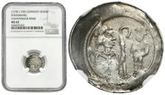 Medieval coins WORLD GERMANY / ENGLAND / CZECH / GERMAN / GREAT BRITIAN / Scandinavia / Skandinavien Germany, Strasbourg. Anonymous Denarius (Pfennig) ND (1050-1250) NGC MS62 Pięknie zachowany. Condit