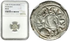 COLLECTION Medieval coins POLSKA / POLAND / POLEN / POLOGNE / POLSKO Bolesław II Śmiały (1058-1080). Denar (Denarius) książęcy, Krakow / Cracow NGC MS62 AW: Głowa w lewo i napis: BOLEZLAVS RW: Książę 