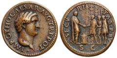 Vatican/Italy Italy. Paduan - Cast ? Sestertius. Otho 69 AD AW: Głowa w prawo, w otoku: IMP OTHO CAESAR AVG TR I POT RW: Otho stojący w prawo, ściskający dłoń żołnierza stojącego w lewo, w odcinku: S 