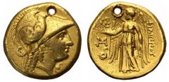 Ancient coins Antique. Greece. Macedonia, Philip III Arrhidaeus 323-317 BC Stater Waga/Weight: 8,40 g , Metal: Au, Średnica/diameter: 17,5-18,0 mm, Stan zachowania/condition: 3- Aw.: Głowa Ateny w heł