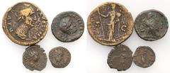 Ancient coins RÖMISCHEN REPUBLIK / GRIECHISCHE MÜNZEN / BYZANZ / ANTIK / ANCIENT / ROME / GREECE Roman Empire. Bronze - group 4 coins Faustina Mater, Sever Aleksander, Egipt, Tetricus I.Patyna. Waga/W