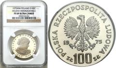 Coins Poland People Republic (PRL) Coins Poland People Republic (PRL) POLSKA / POLAND / POLEN / POLOGNE / POLSKO PRL. 100 zlotych / zlotys 1975 Helena Modrzejewska NGC PF69 ULTRA CAMEO (2 MAX) Mennicz