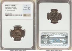 Ancients Roman Imperial Pupienus (April-July AD 238). AR denarius (21mm, 3.57 gm, 6h). NGC XF 5/5 - 4/5. Rome, April-June AD 238. IMP C M CLOD PVPIENVS AVG, laureate, draped, cuirassed bust of Pupienu