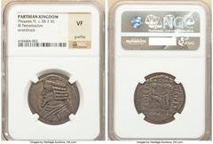 Ancients Ancient Lots ANCIENT LOTS. Greek. Parthian Kingdom. Lot of three (3) AR and BI tetradrachms. NGC VF-XF, graffito, overstruck, smoothing. Includes: One BI and two AR tetradrachms, various rule