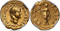 Ancients Roman Imperial Otho (15 January-16 April AD 69). AV aureus (20mm, 7.19 gm, 7h). NGC Choice VF 5/5 - 4/5. Rome. IMP M OTHO CAESAR AVG TR P, bare, bewigged, bust of Otho right / SECV-RI-TAS•P•R