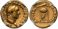 Ancients Roman Imperial Vitellius (16 April-22 December AD 69). AV aureus (19mm, 6.96 gm, 6h). NGC Choice Fine 5/5 - 2/5, brushed, edge marks. Rome. A VITELLIVS GERMAN IMP TR P, laureate head of Vitel