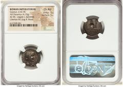 Ancients Roman Republic C. Cassius Longinus, Imperator and Assassin of Caesar (44-42 BC), with P. Lentulus Spinther, as Legate. AR denarius (18mm, 4.19 gm, 6h). NGC Choice AU 5/5 - 5/5. Military mint 