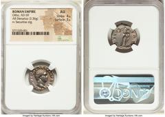 Ancients Roman Imperial Otho (January-April AD 69). AR denarius (19mm, 3.36 gm, 7h). NGC AU 4/5 - 3/5. Rome. IMP M OTHO CAESAR AVG TR P, bare, bewigged bust of Otho right, seen from behind / SECVR-I-T