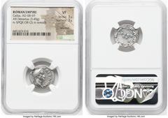 Ancients Roman Imperial Galba (AD 68-69). AR denarius (19mm, 3.45 gm, 7h). NGC VF 3/5 - 3/5, brushed. Rome, July AD 68-January AD 69. IMP SER-GALBA AVG, bare head of Galba right / S P Q R / OB / C S, 
