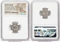 Ancients Roman Imperial Nerva (AD 96-98). AR denarius (18mm, 3.49 gm, 6h). NGC Choice VF 5/5 - 3/5. Rome, AD 96. IMP NERVA CAES AVG-P M TR P COS II P P, laureate head of Nerva right / CONCORDIA-EXERCI