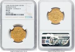 Belgium Brabant Brabant. Charles V gold Florin d'Or (Philippusgulden) ND (1506-1555) AU53 NGC, Antwerp mint, Fr-52. 3.29gm. HID05401242017 © 2022 Heritage Auctions | All Rights Reserved.