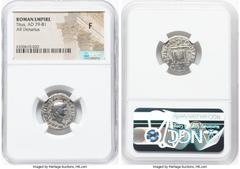 Ancients Roman Imperial Titus, as Augustus (AD 79-81). AR denarius (19mm, 6h). NGC Fine. Rome, January-June AD 80. IMP TITVS CAES VESPASIAN AVG P M, laureate head of Titus right / TR P IX IMP XV COS V